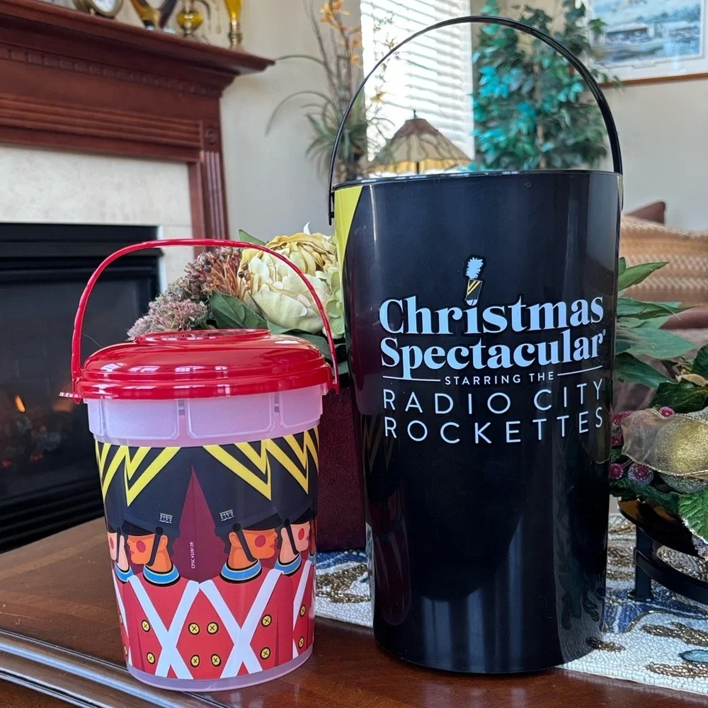 Radio City Rockettes Christmas Spectacular Set of 2 Popcorn Containers Tub Hat